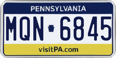 PA license plate MQN6845
