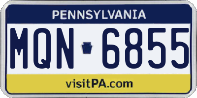 PA license plate MQN6855