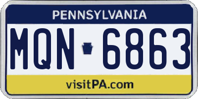 PA license plate MQN6863