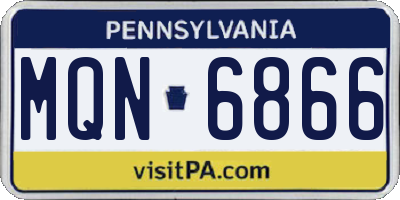 PA license plate MQN6866