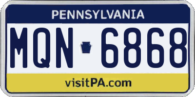 PA license plate MQN6868