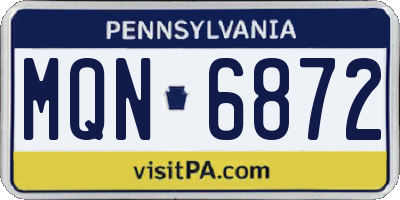 PA license plate MQN6872