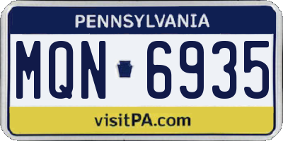 PA license plate MQN6935