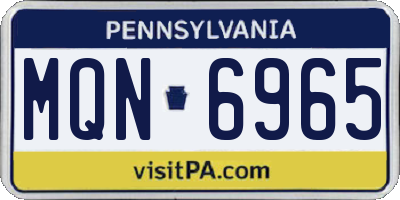 PA license plate MQN6965