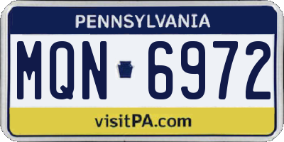 PA license plate MQN6972