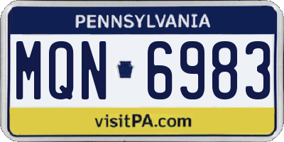 PA license plate MQN6983