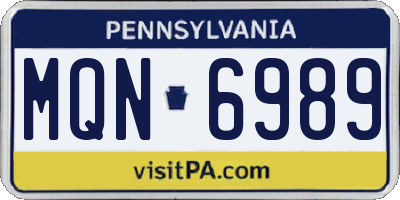 PA license plate MQN6989