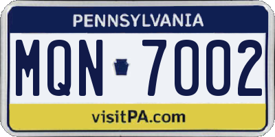 PA license plate MQN7002