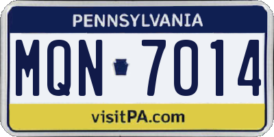 PA license plate MQN7014