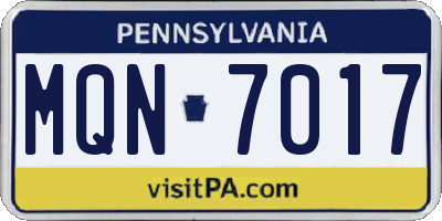 PA license plate MQN7017