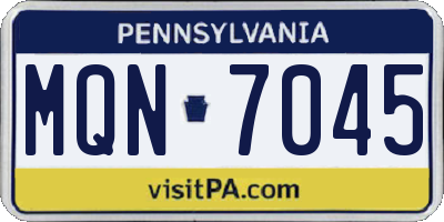 PA license plate MQN7045