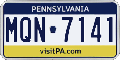 PA license plate MQN7141