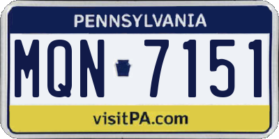 PA license plate MQN7151