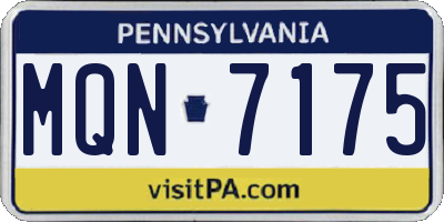 PA license plate MQN7175
