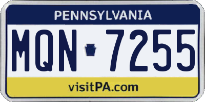 PA license plate MQN7255