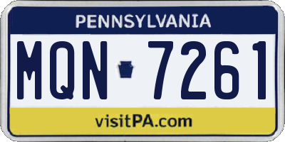 PA license plate MQN7261