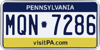 PA license plate MQN7286