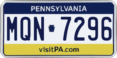PA license plate MQN7296
