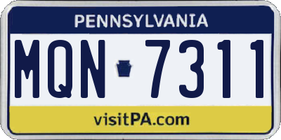 PA license plate MQN7311