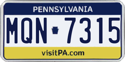 PA license plate MQN7315