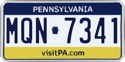 PA license plate MQN7341