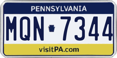 PA license plate MQN7344