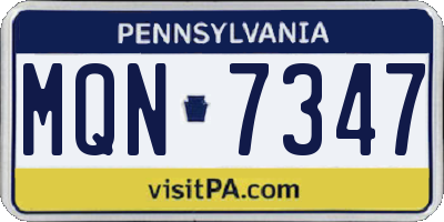 PA license plate MQN7347
