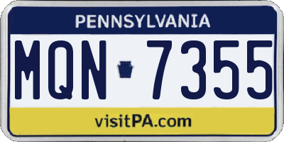 PA license plate MQN7355
