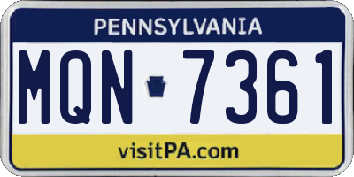 PA license plate MQN7361
