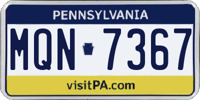 PA license plate MQN7367