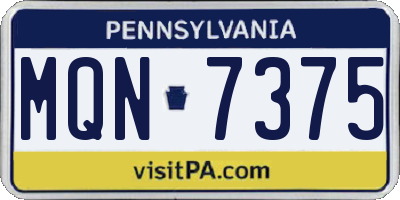 PA license plate MQN7375