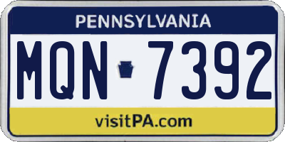 PA license plate MQN7392