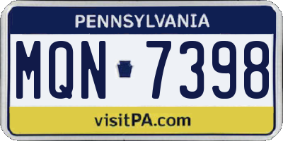 PA license plate MQN7398