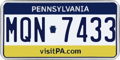 PA license plate MQN7433