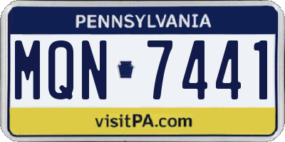 PA license plate MQN7441