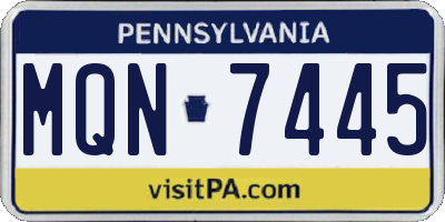PA license plate MQN7445