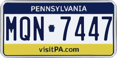PA license plate MQN7447