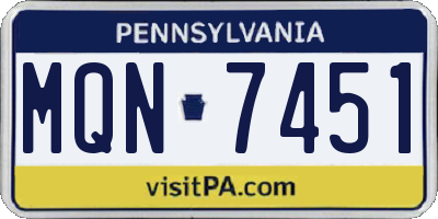 PA license plate MQN7451