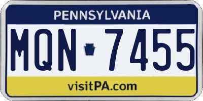 PA license plate MQN7455