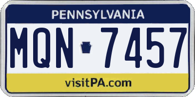 PA license plate MQN7457
