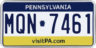 PA license plate MQN7461