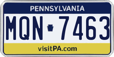 PA license plate MQN7463