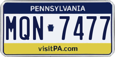 PA license plate MQN7477