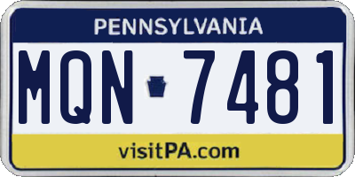 PA license plate MQN7481