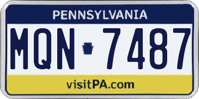 PA license plate MQN7487
