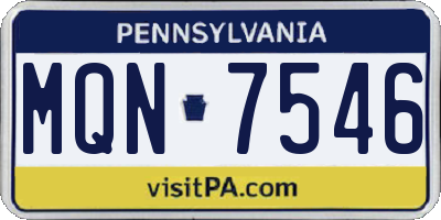 PA license plate MQN7546