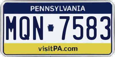 PA license plate MQN7583