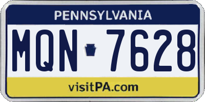 PA license plate MQN7628