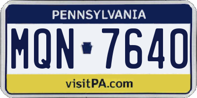 PA license plate MQN7640