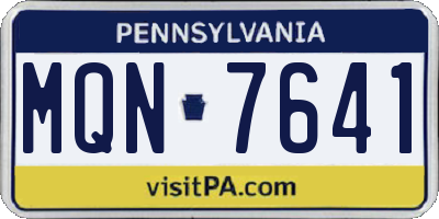 PA license plate MQN7641